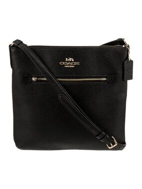 Coach Black Leather Crossbody with Gold-Tone Accents